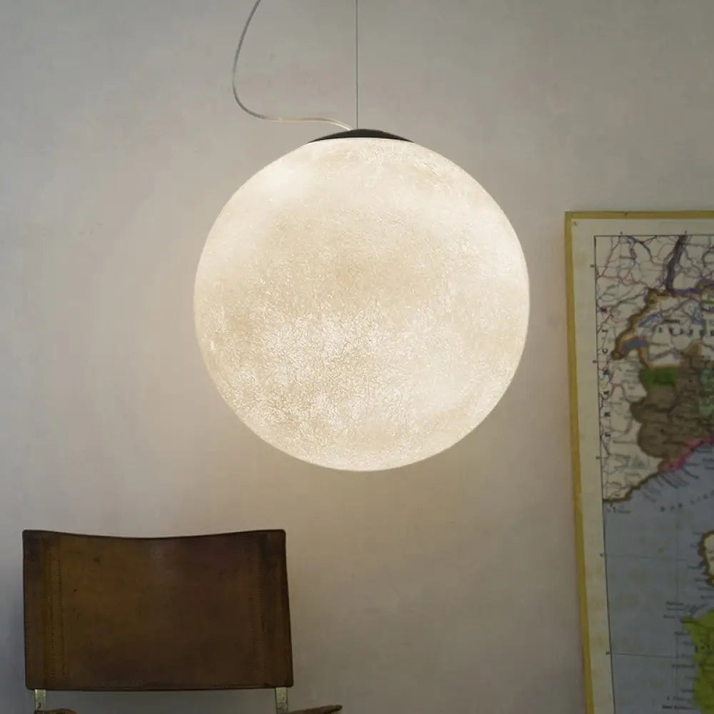 Romantic Modern 1-Light White Glass Moon Pendulum Ceiling Hang Lamp 10’/12’/16’ Wide / 10’