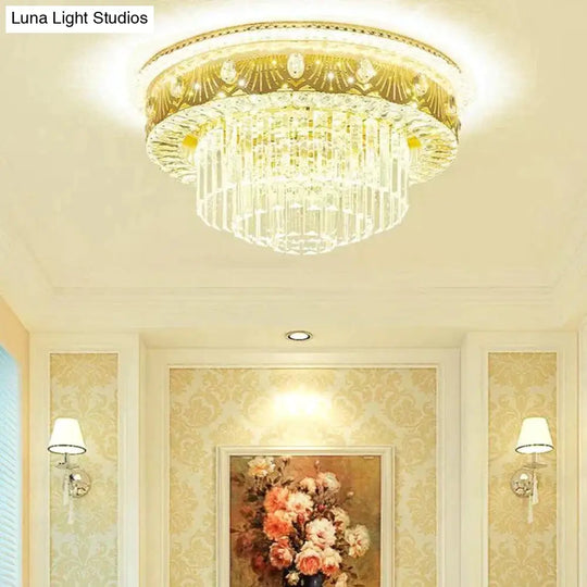 Romantic Round Crystal Master Bedroom Living Room Ceiling Lamp