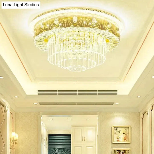 Romantic Round Crystal Master Bedroom Living Room Ceiling Lamp