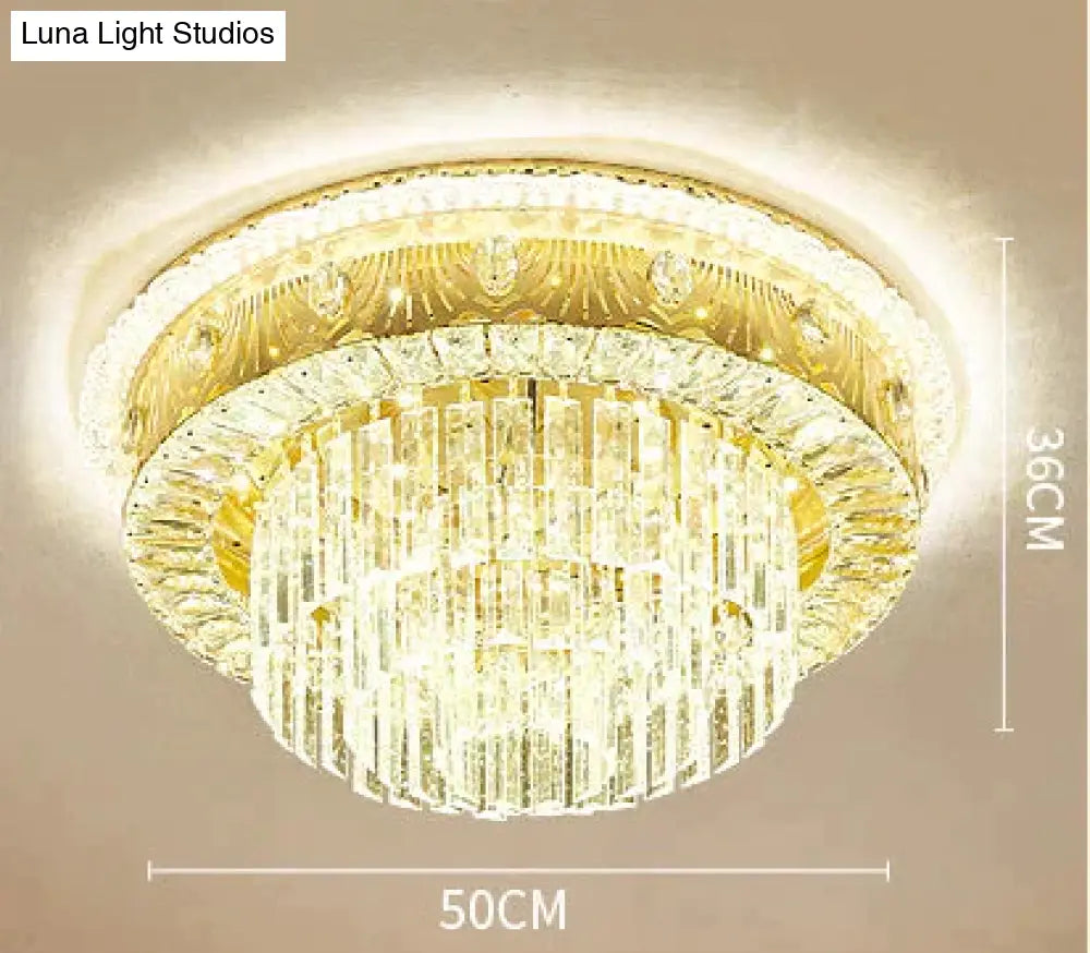 Romantic Round Crystal Master Bedroom Living Room Ceiling Lamp