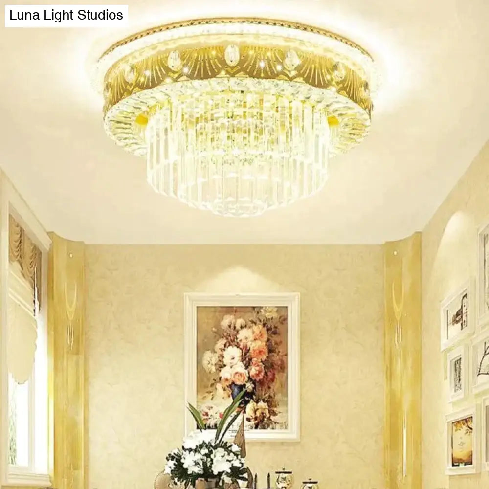 Romantic Round Crystal Master Bedroom Living Room Ceiling Lamp