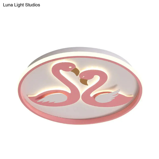 Romantic Swan Flushmount Led Ceiling Light - Modern Acrylic Design In Pink