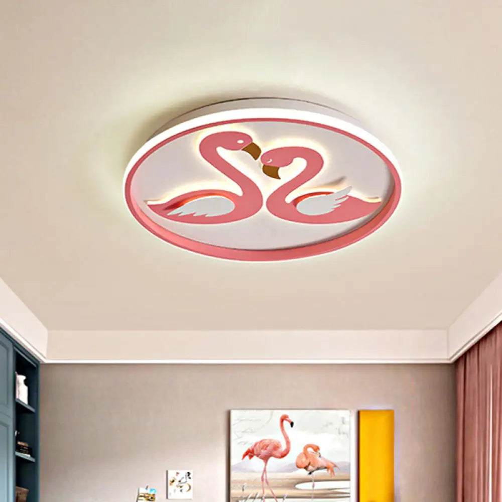 Romantic Swan Flushmount Led Ceiling Light - Modern Acrylic Design In Pink