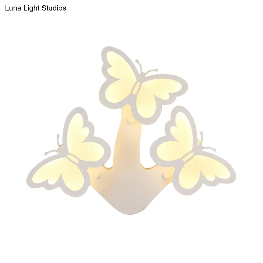 Romantic White Acrylic Butterfly Wall Light For Foyer And Living Room