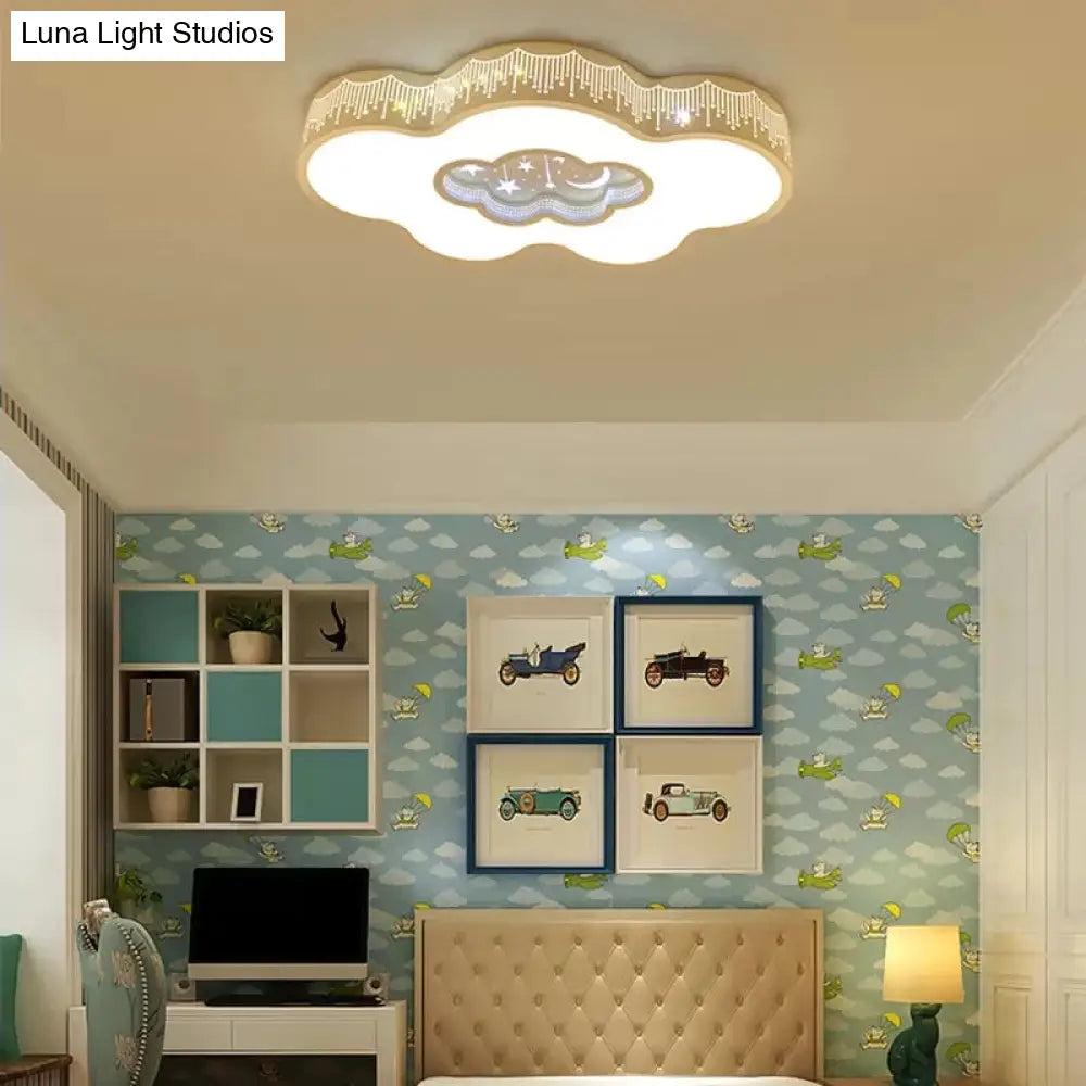 Romantic White Cloud Ceiling Mount Light With Star Acrylic Lamp For Hallway