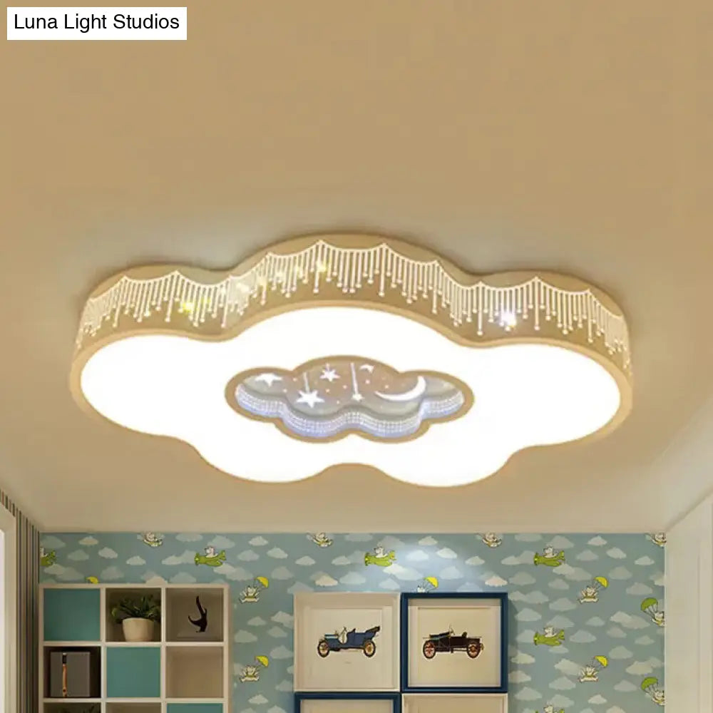 Romantic White Cloud Ceiling Mount Light With Star Acrylic Lamp For Hallway /