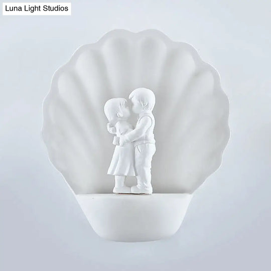 Romantic White Shell Plaster Sconce Lighting For Study Room