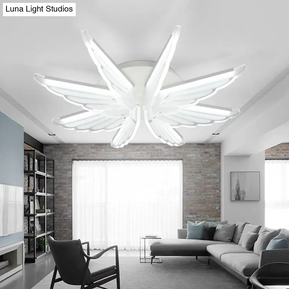 Romantic White Wing Flush Led Ceiling Lamp For Baby Room