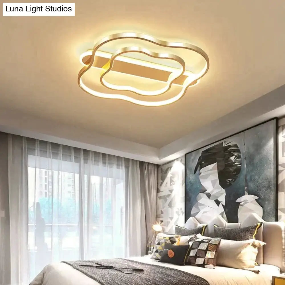 Room Light Flower Nordic Ceiling Lamp Simple Modern Brushed Gold Led Study Warm Romantic Bedroom