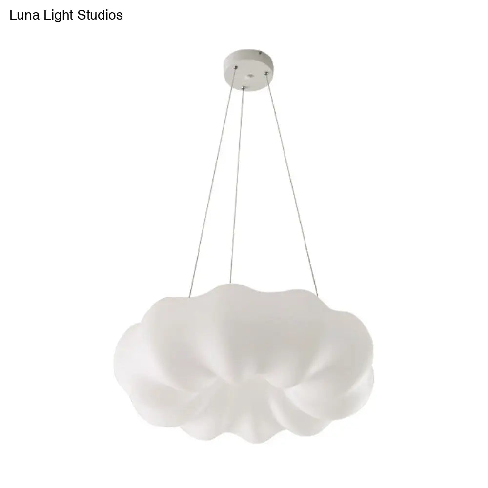 Minimalist White Cloud Bistro Led Pendant Lamp - Plastic Integrated Hanging Ceiling Light