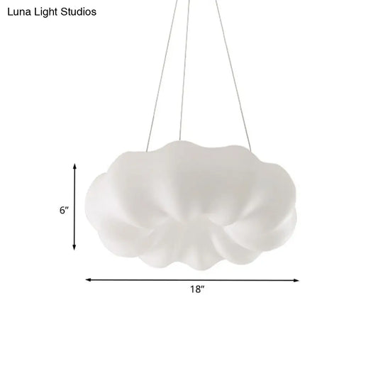 Minimalist White Cloud Bistro Led Pendant Lamp - Plastic Integrated Hanging Ceiling Light