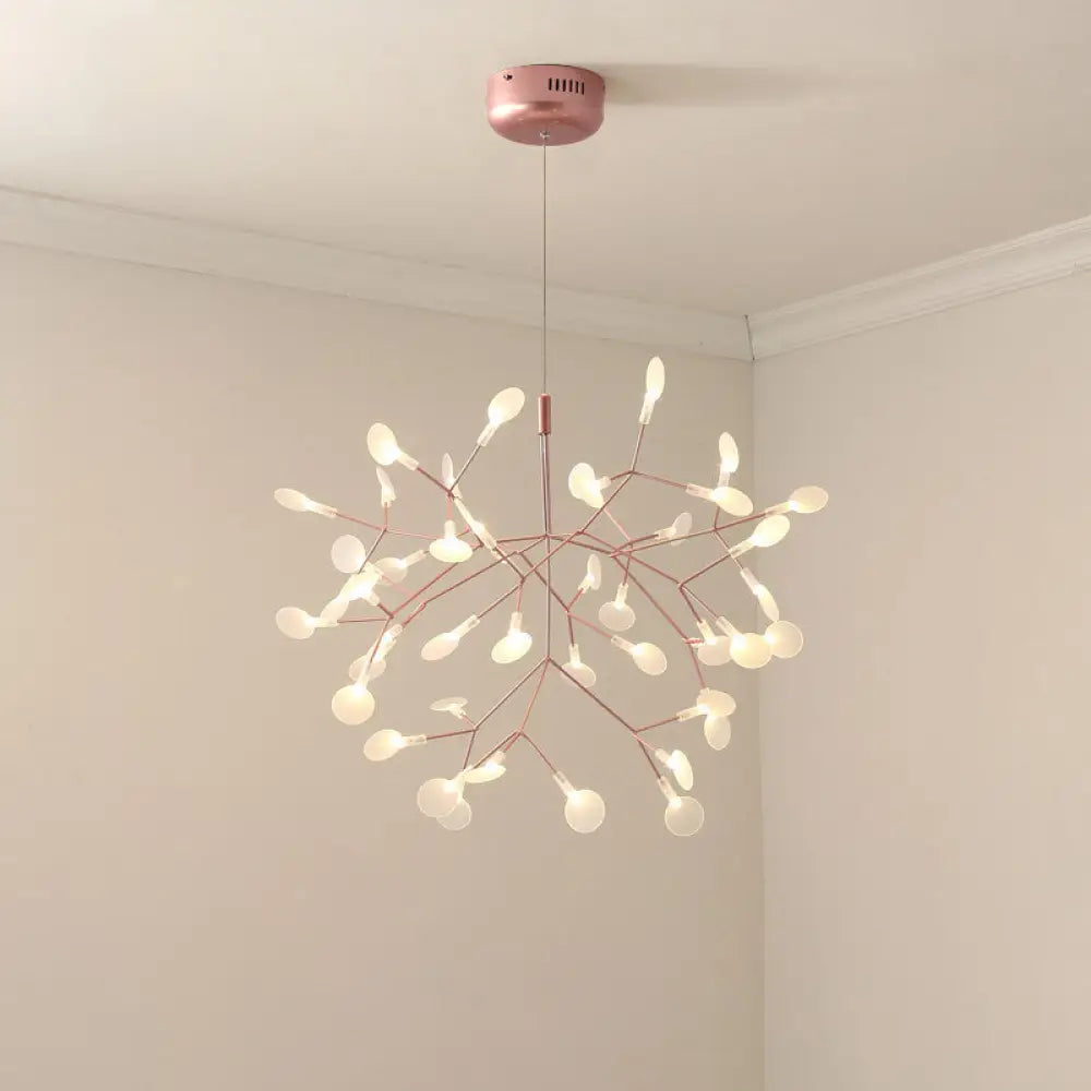 Rose Gold Acrylic Tree Branch Pendant Light With Led - Modern Ceiling Chandelier 45 /