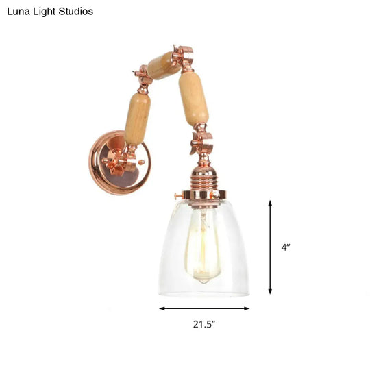 Rose Gold Antique Clear Glass Rotatable Arm Sconce Light - Elegant Tapered Lighting Fixture