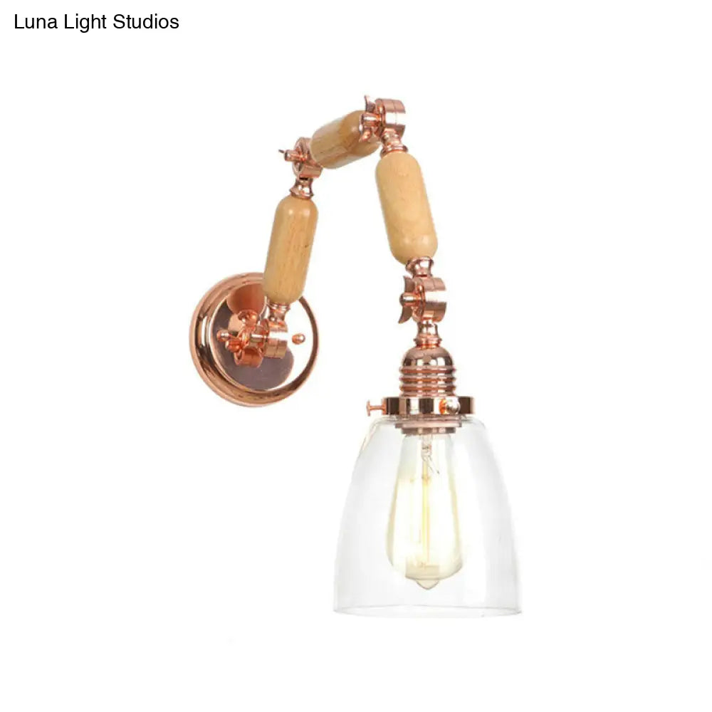 Rose Gold Antique Clear Glass Rotatable Arm Sconce Light - Elegant Tapered Lighting Fixture