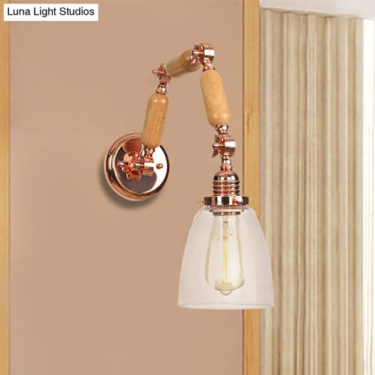 Rose Gold Antique Clear Glass Rotatable Arm Sconce Light - Elegant Tapered Lighting Fixture