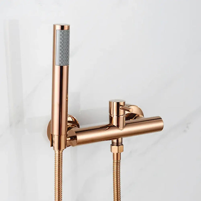 Rose Gold Bathroom Shower Faucet Set Wall Mounted Brush Gold Shower Faucet Black Bathroom Cold And Hot Bath And Shower