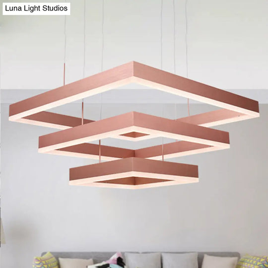 Rose Gold Bedroom Chandelier With Acrylic Shade - 1/2/3-Light Pendant In Warm/White/Natural Light