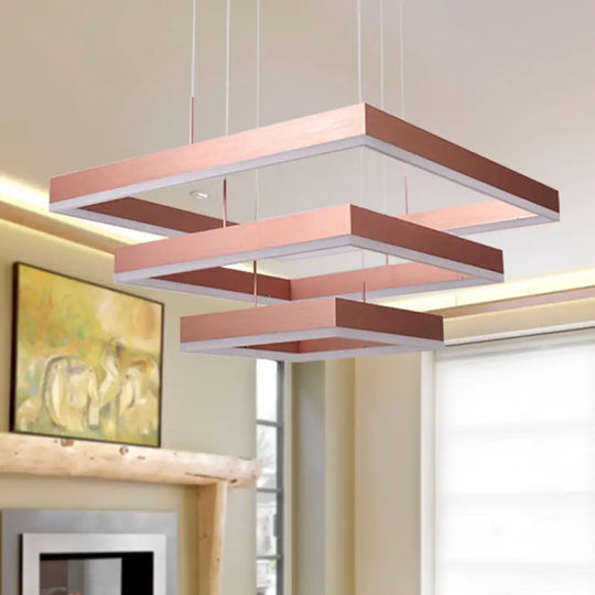 Rose Gold Bedroom Chandelier With Acrylic Shade - 1/2/3-Light Pendant In Warm/White/Natural Light 3