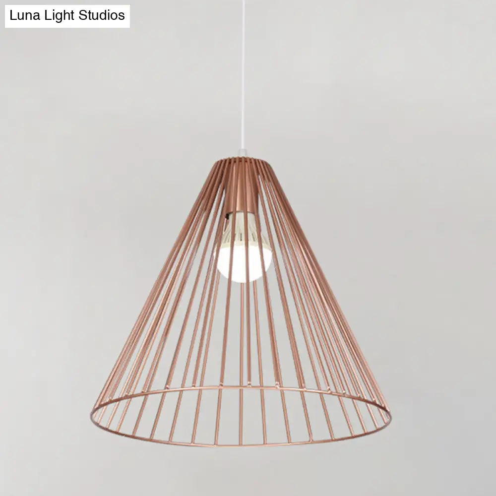 Rose Gold Contemporary Restaurant Light Pendant - Tapered Metal Design