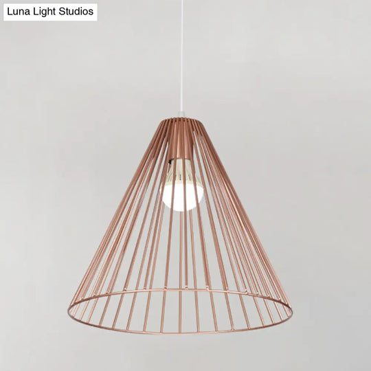 Rose Gold Contemporary Restaurant Light Pendant - Tapered Metal Design