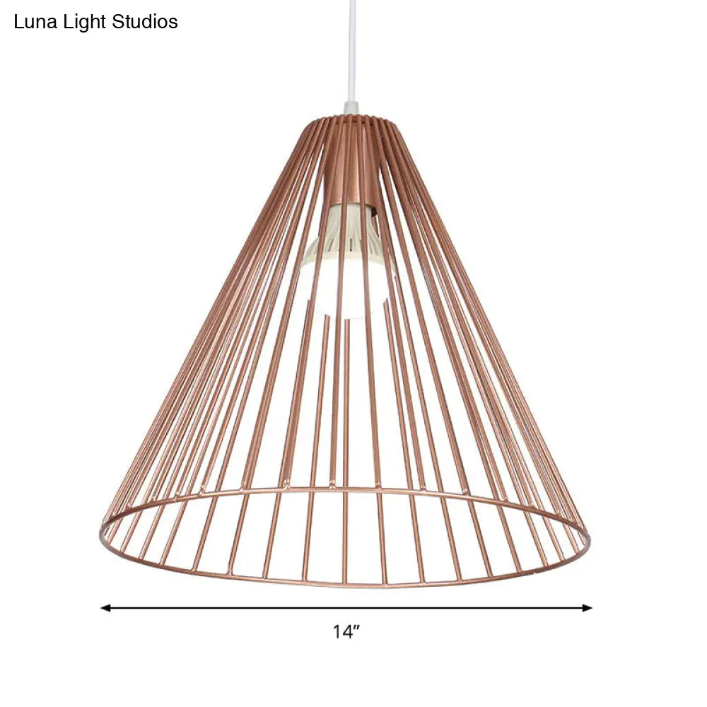 Rose Gold Contemporary Restaurant Light Pendant - Tapered Metal Design