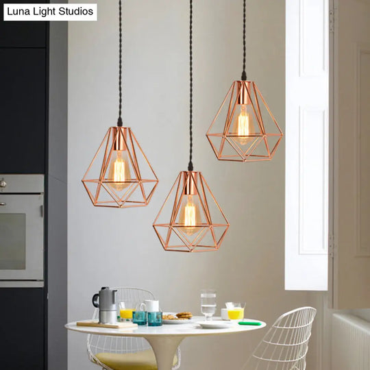 Rose Gold Iron Cluster Pendant Light For Restaurants - Post-Modern And Elegant