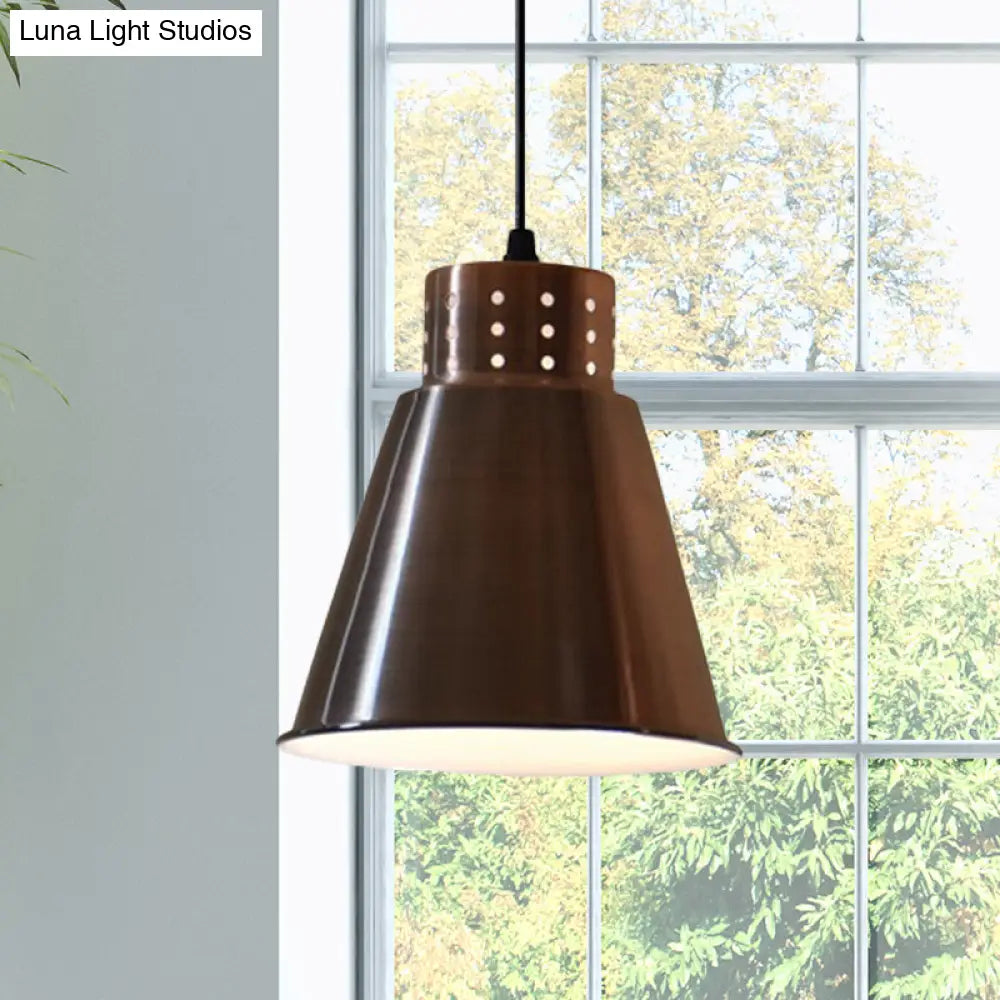 Rose Gold Farmhouse Pendant Light With Cone/Dome/Flared Shade For Restaurants