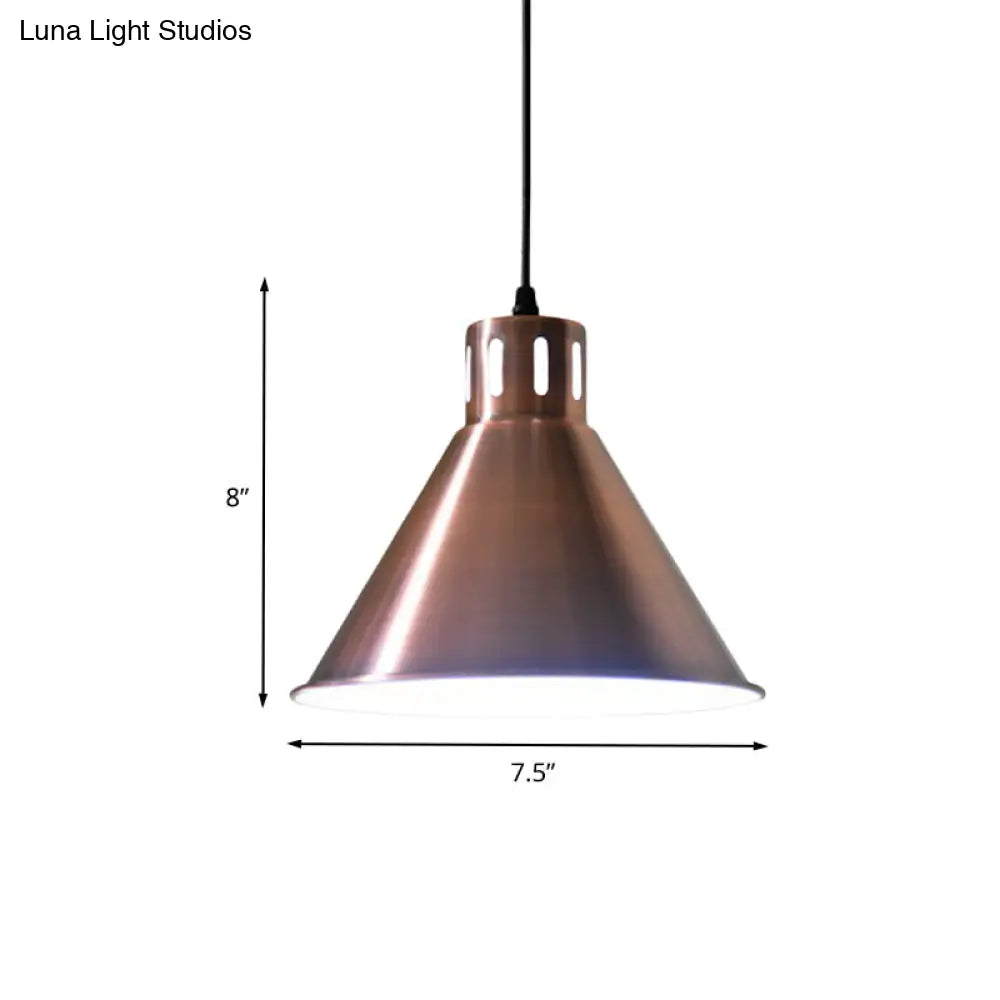 Iron Rose Gold Hanging Farmhouse Pendant Light With Multiple Shade Options For Restaurants - 1 Bulb