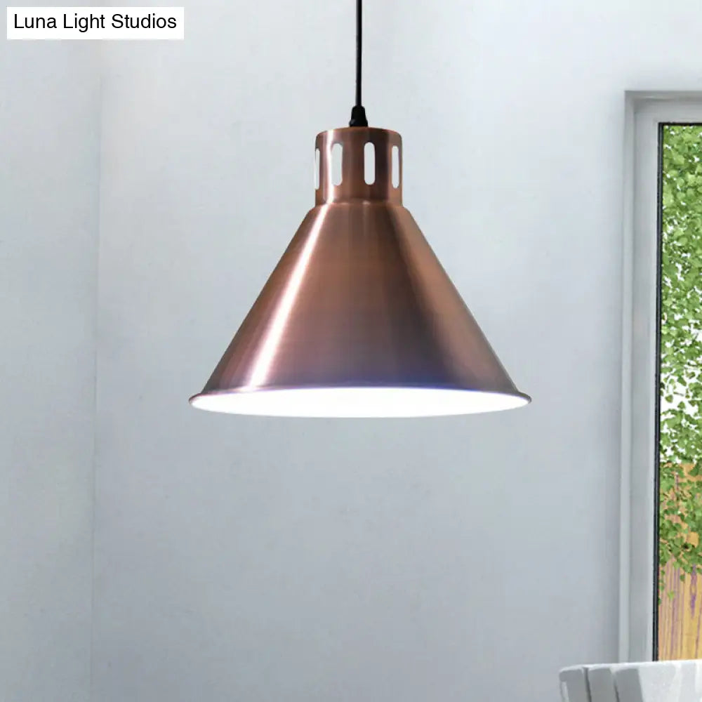 Rose Gold Farmhouse Pendant Light With Cone/Dome/Flared Shade For Restaurants