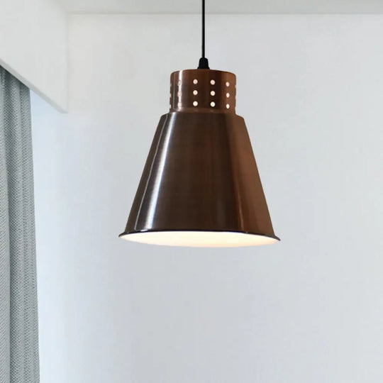 Rose Gold Farmhouse Pendant Light With Cone/Dome/Flared Shade For Restaurants / Cone