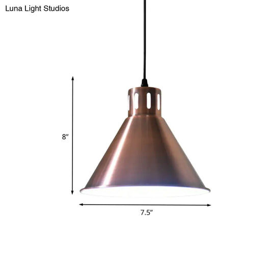 Rose Gold Farmhouse Pendant Light With Cone/Dome/Flared Shade For Restaurants