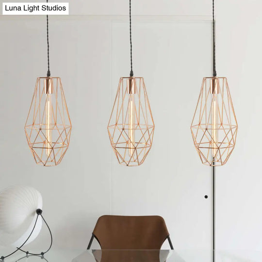 Rose Gold Geometric Hanging Light - Simplicity 1-Light Pendant Fixture For Dining Room / B
