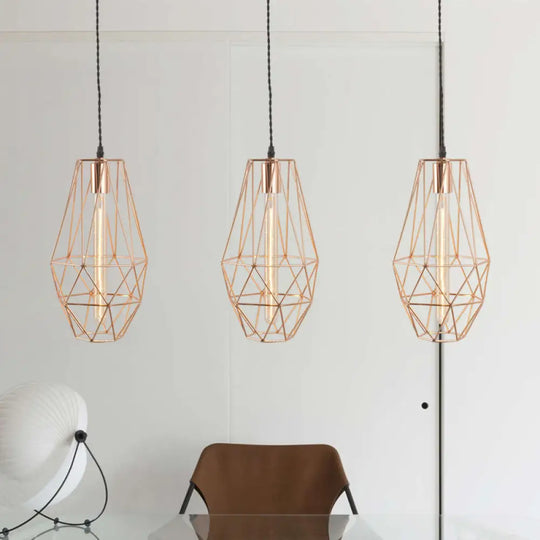 Rose Gold Geometric Pendant Light - Minimalist 1-Light Dining Room Fixture / B