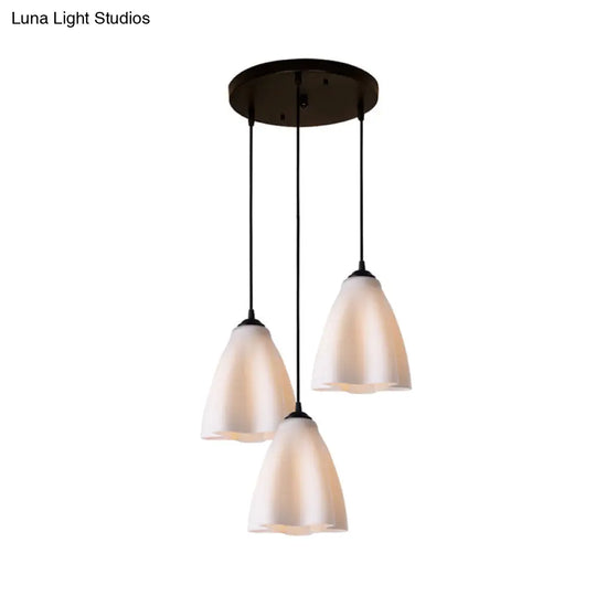 Rose Gold Glass Modernistic Flower Pendant Light - 3 Heads Living Room Hanging Lamp Linear/Round