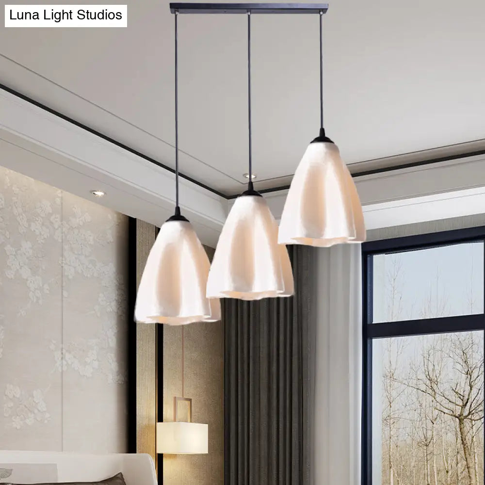 Modern Flower Cluster Pendant Light In Rose Gold Glass - Living Room Hanging Lamp Linear/Round