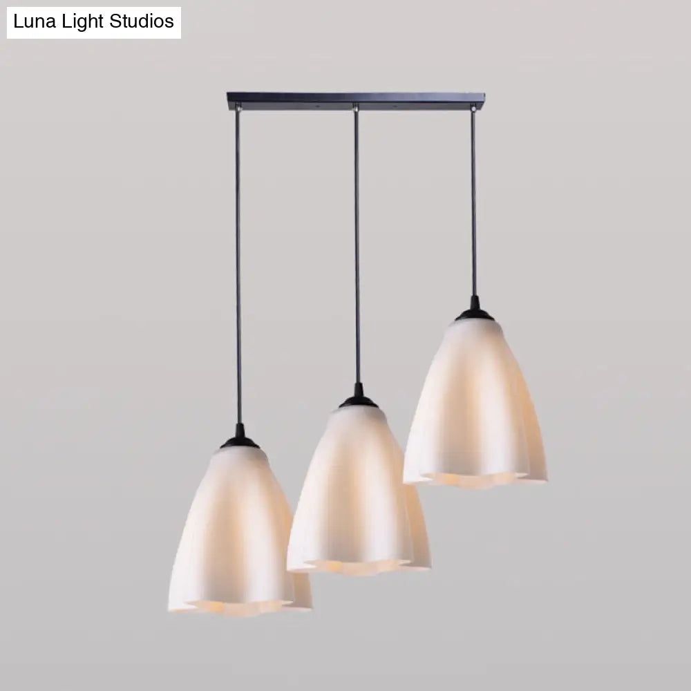 Modern Flower Cluster Pendant Light In Rose Gold Glass - Living Room Hanging Lamp Linear/Round