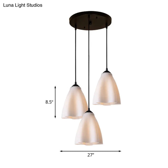 Rose Gold Glass Modernistic Flower Pendant Light - 3 Heads Living Room Hanging Lamp Linear/Round