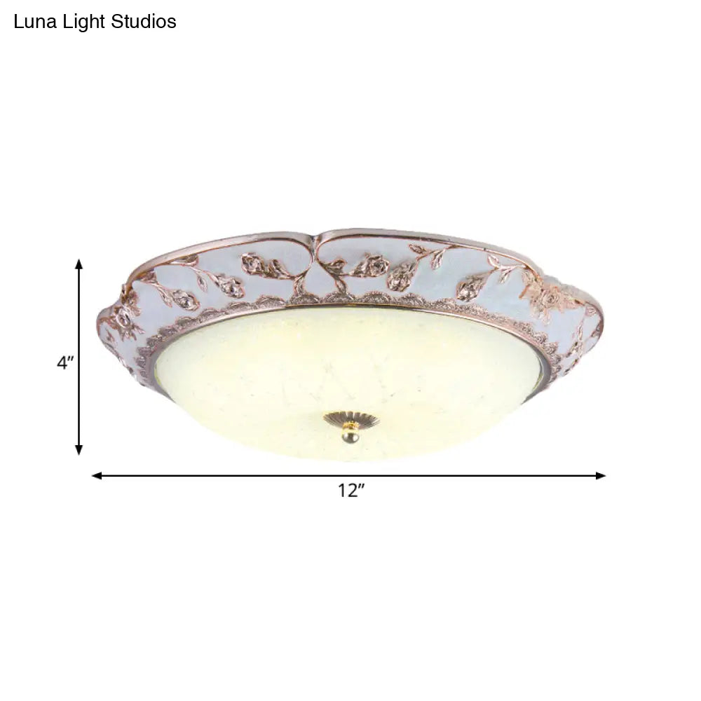 Rose Gold Led Ceiling Mounted Flushmount Lighting With Korea Country Domed White Glass