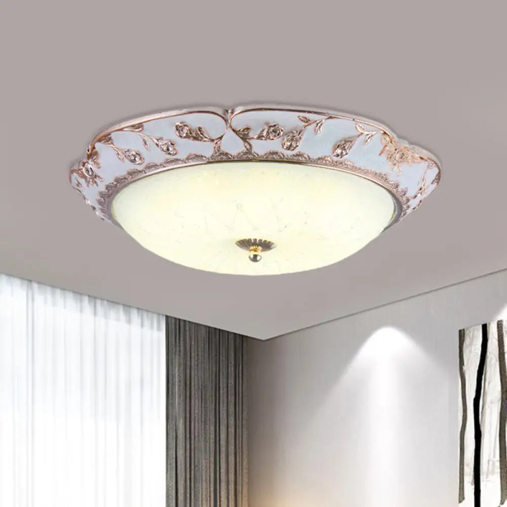 Rose Gold Led Ceiling Mounted Flushmount Lighting With Korea Country Domed White Glass