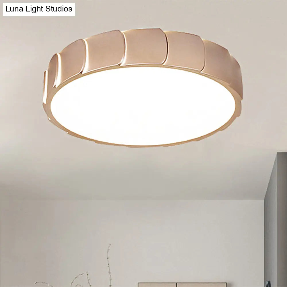 Rose Gold Led Flush Mount Ceiling Light With Acrylic Shade In Warm/White
