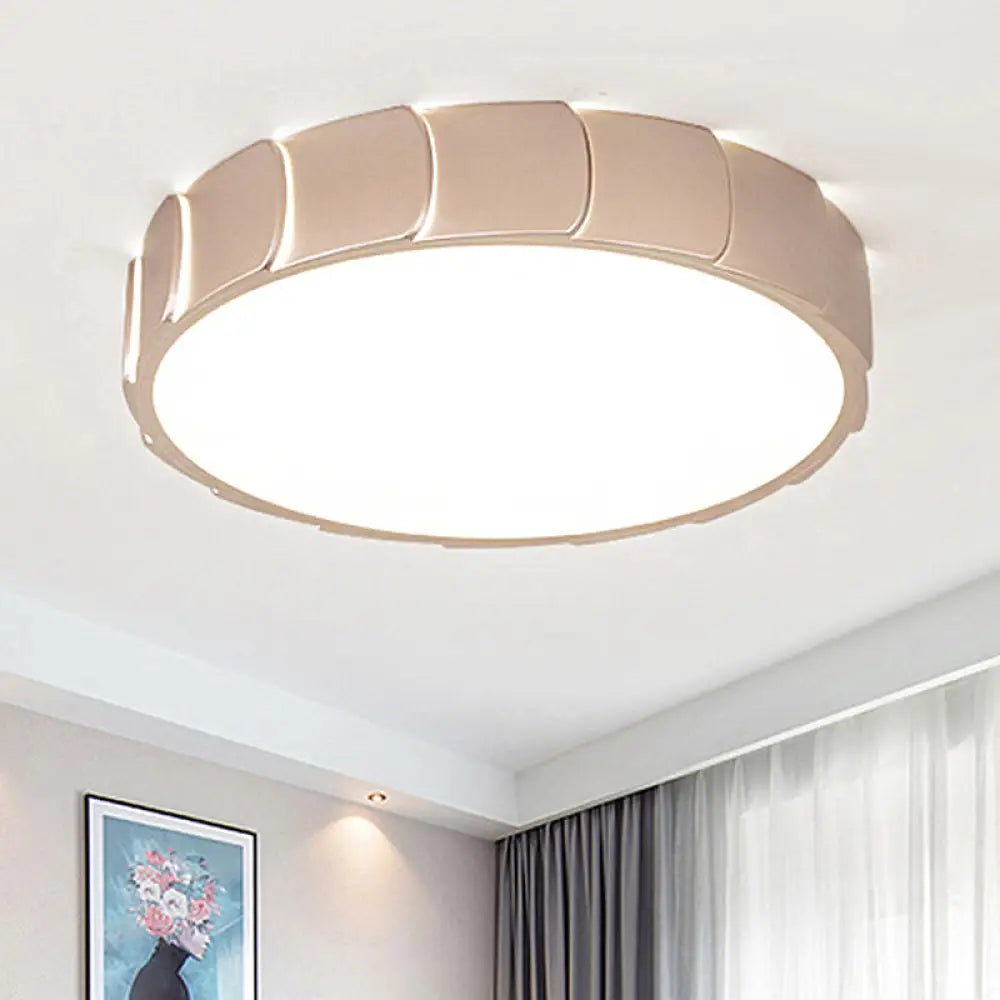 Rose Gold Led Flush Mount Ceiling Light With Acrylic Shade In Warm/White / White