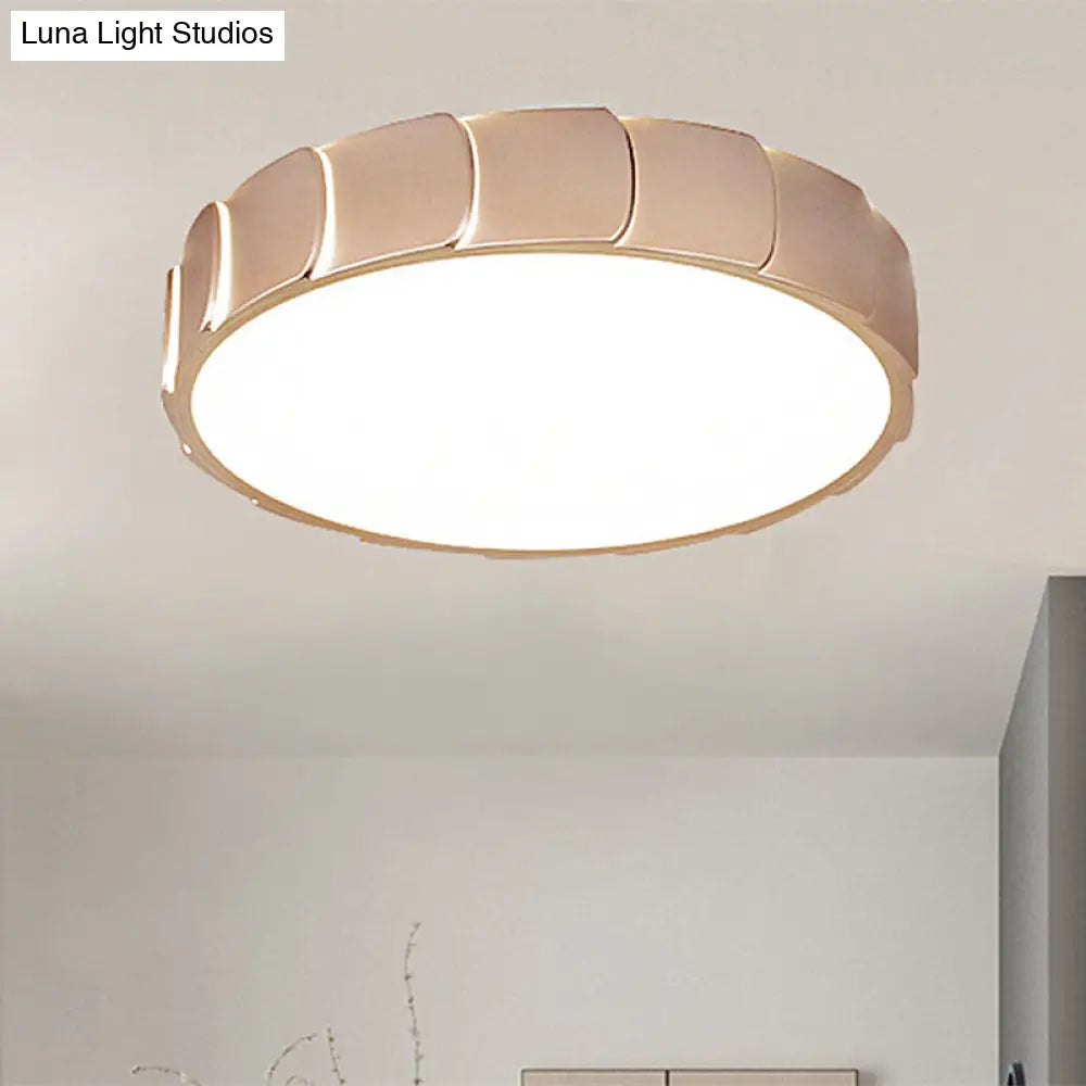 Rose Gold Led Flush Mount Ceiling Light With Acrylic Shade In Warm/White