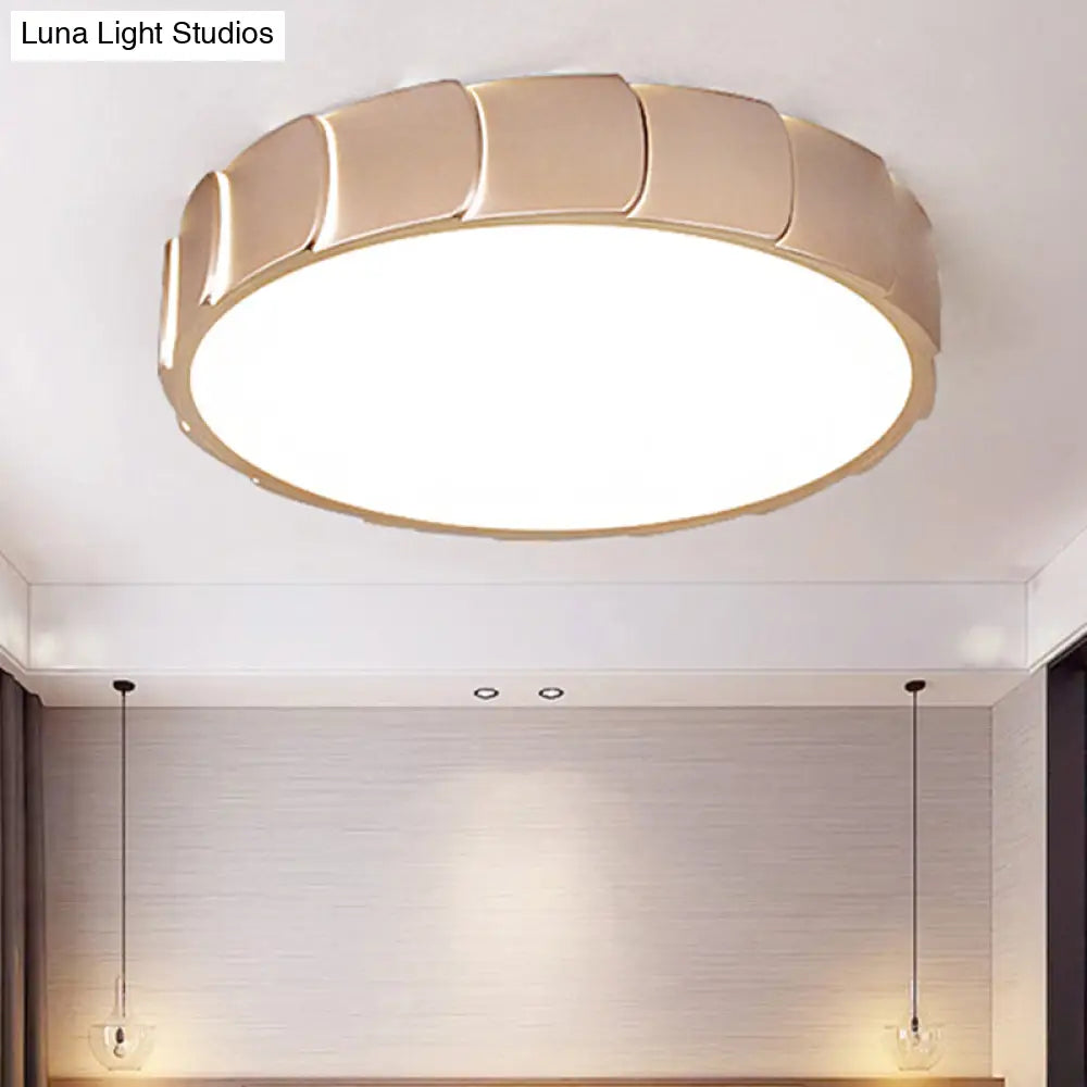 Rose Gold Led Flush Mount Ceiling Light With Acrylic Shade In Warm/White