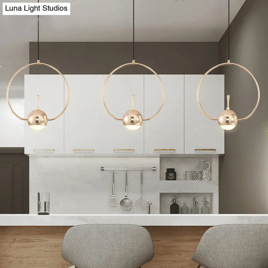 Modern Led Pendant Ceiling Light In Rose Gold Round/Triangle/Rectangle Shape With Acrylic Dome Shade