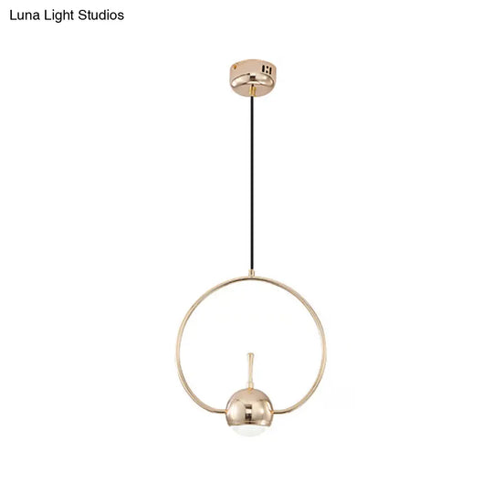 Modern Led Pendant Ceiling Light In Rose Gold Round/Triangle/Rectangle Shape With Acrylic Dome Shade