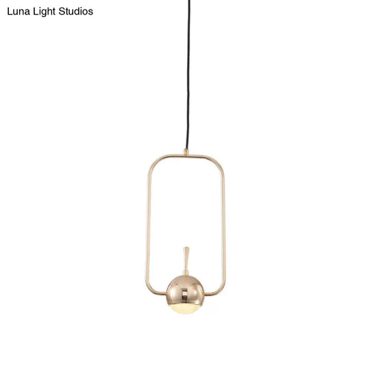 Modern Led Pendant Ceiling Light In Rose Gold Round/Triangle/Rectangle Shape With Acrylic Dome Shade