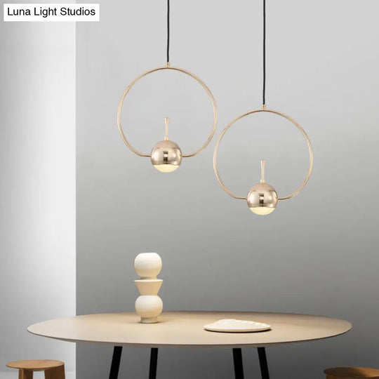 Modern Led Pendant Ceiling Light In Rose Gold Round/Triangle/Rectangle Shape With Acrylic Dome Shade