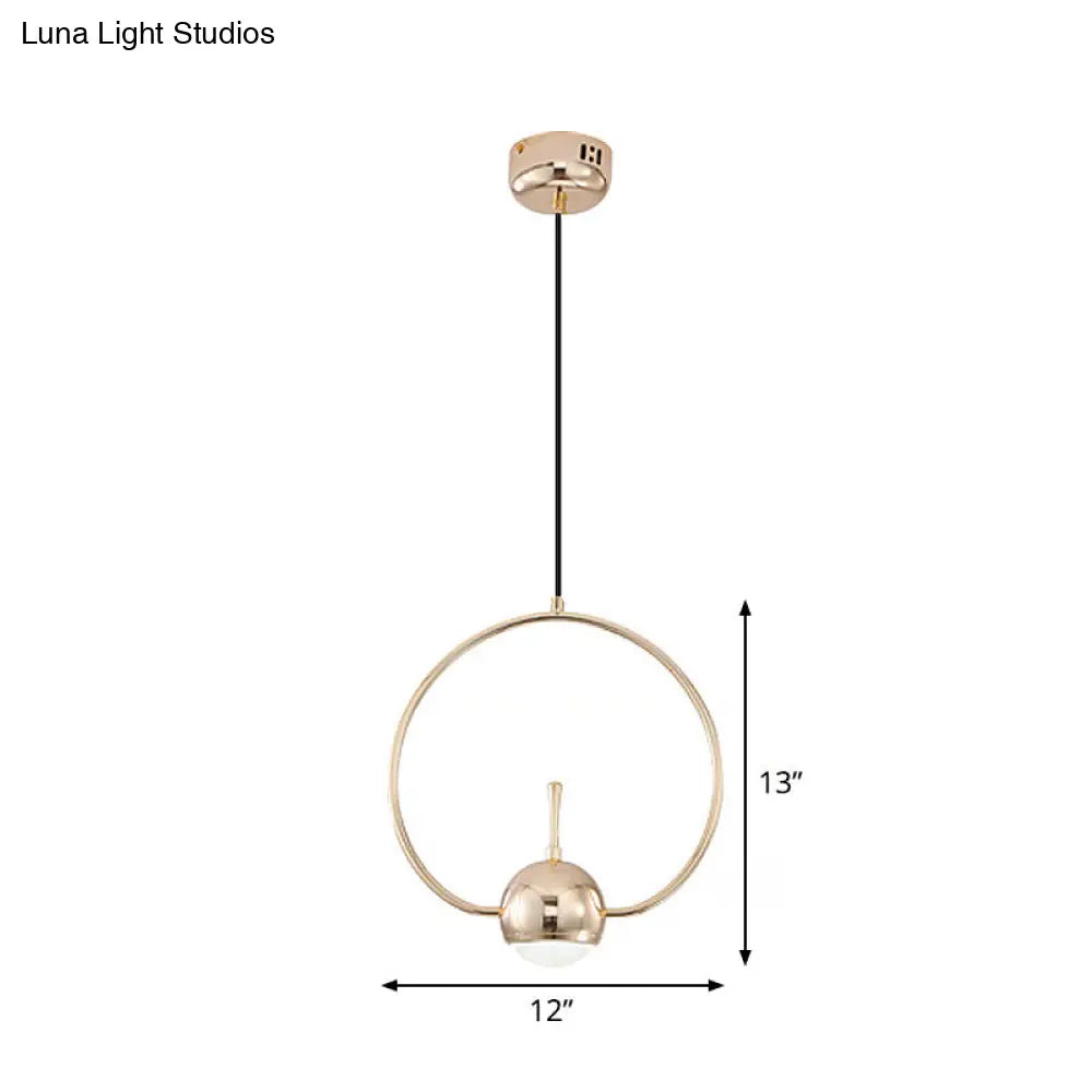 Modern Led Pendant Ceiling Light In Rose Gold Round/Triangle/Rectangle Shape With Acrylic Dome Shade