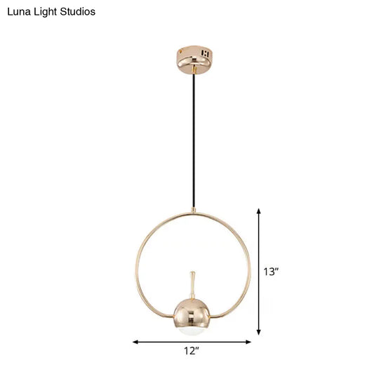 Modern Led Pendant Ceiling Light In Rose Gold Round/Triangle/Rectangle Shape With Acrylic Dome Shade