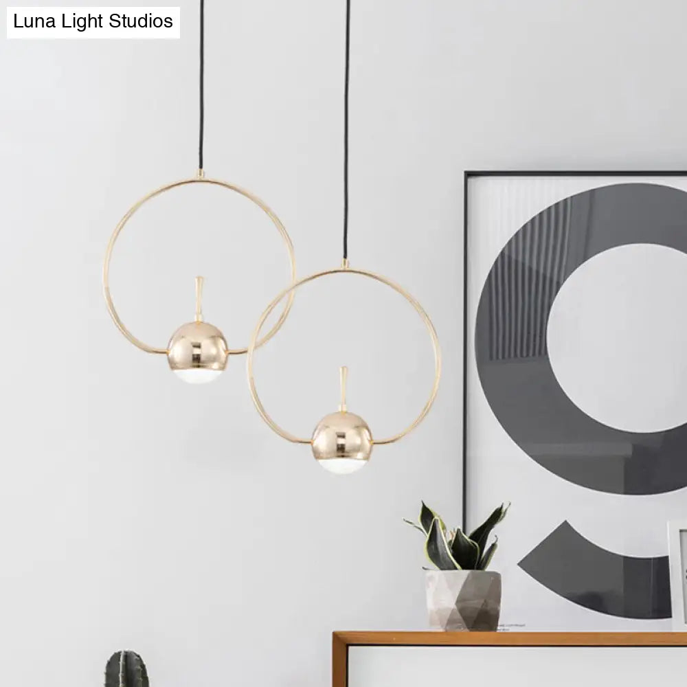 Modern Led Pendant Ceiling Light In Rose Gold Round/Triangle/Rectangle Shape With Acrylic Dome Shade